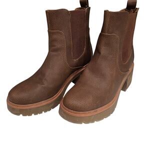 MIA Women's Brown Chelsea Ankle Boots Size 8M Chunky Heel Lug Sole